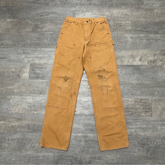 Carhartt Original Dungaree Fit Double Knee Painted Duck Painter Pants for Men, W30 equivalent cotton gray type Vintage Second Hand